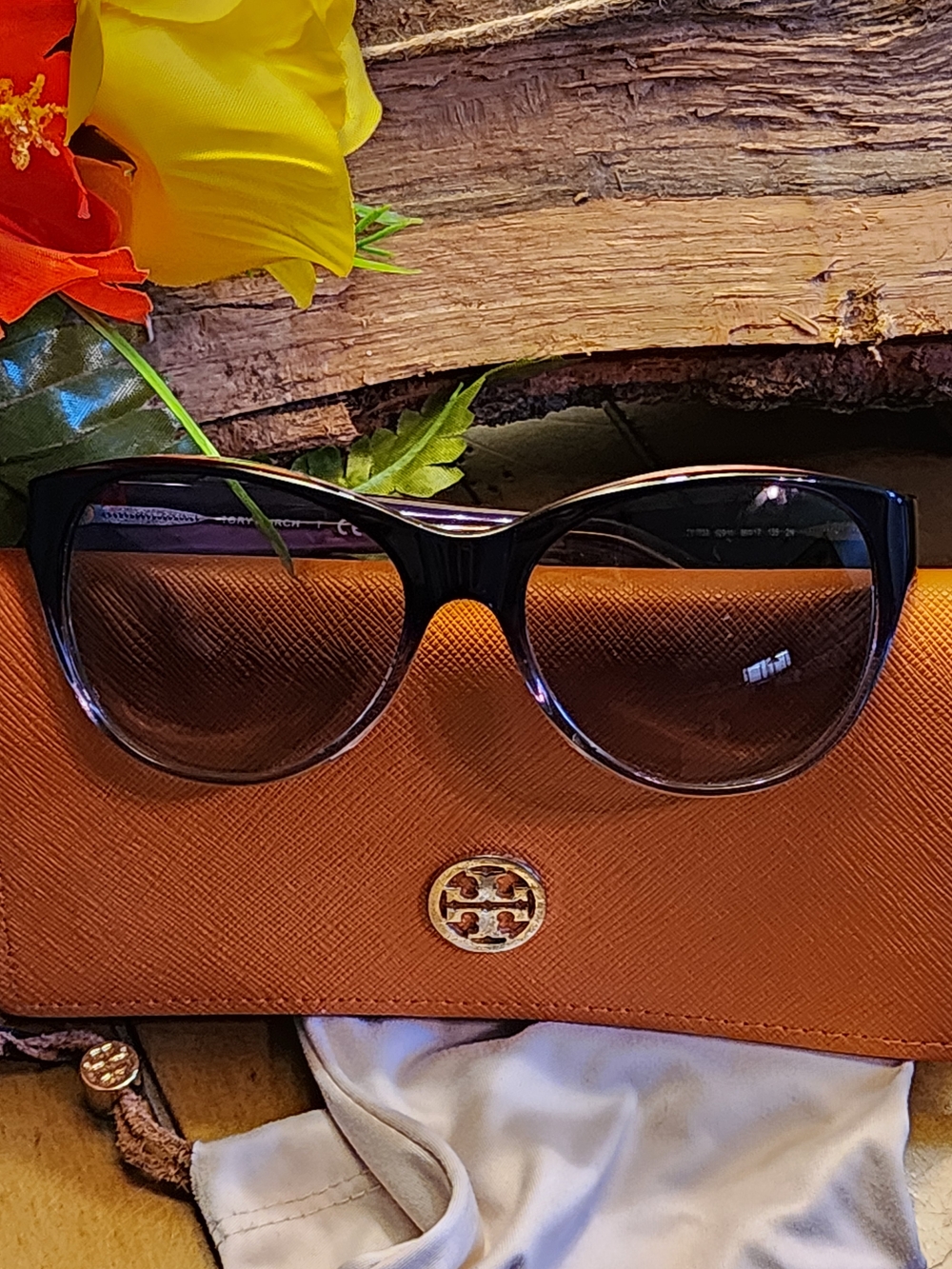 Tory Burch Cat-Eye Sunglasses TY7032 Purple Clear Gradient 929/11 (With Case)